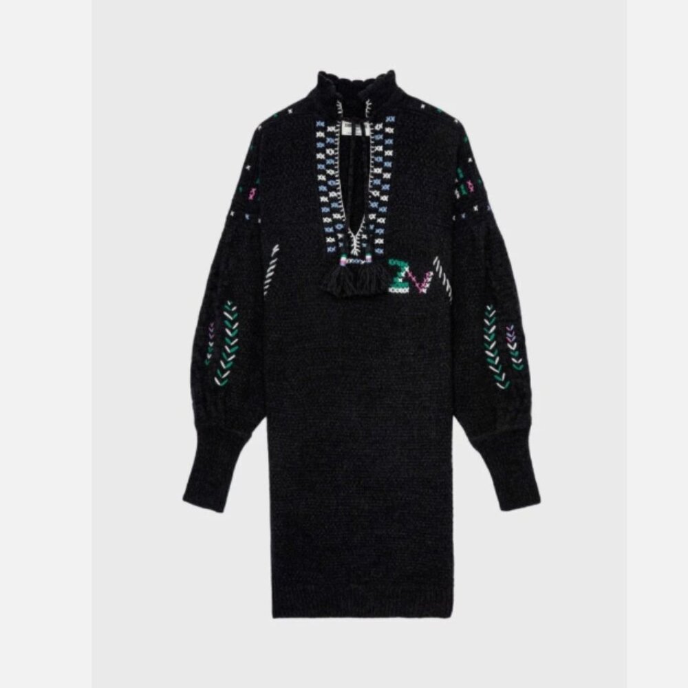 Zadig & Voltaire Alabama Wews Cashmere Wool Black Sweater Dress M - Picture 14 of 14